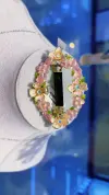 Pink flower beaded crystal handcrafted titanium steel bracelet accessory Specification image